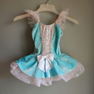 Girls' Small Sparkly Ice Figure Skating Ballerina Dress Tutu Costume